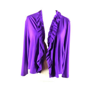 Susan Graver Women's Bolero Cropped Jacket Quarter Sleeve Purple Size 3 X